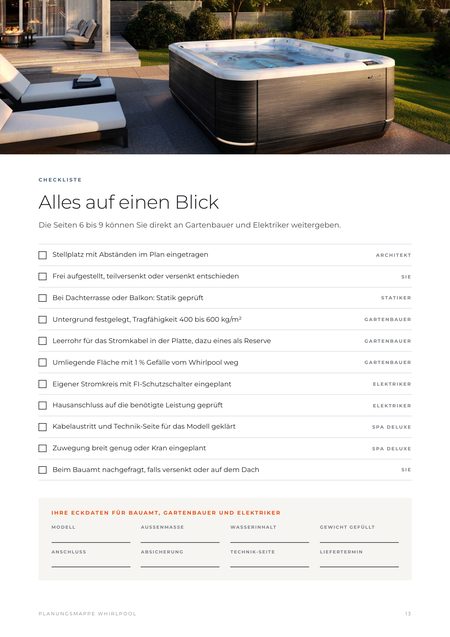 Seite Checkliste aus der Planungsmappe